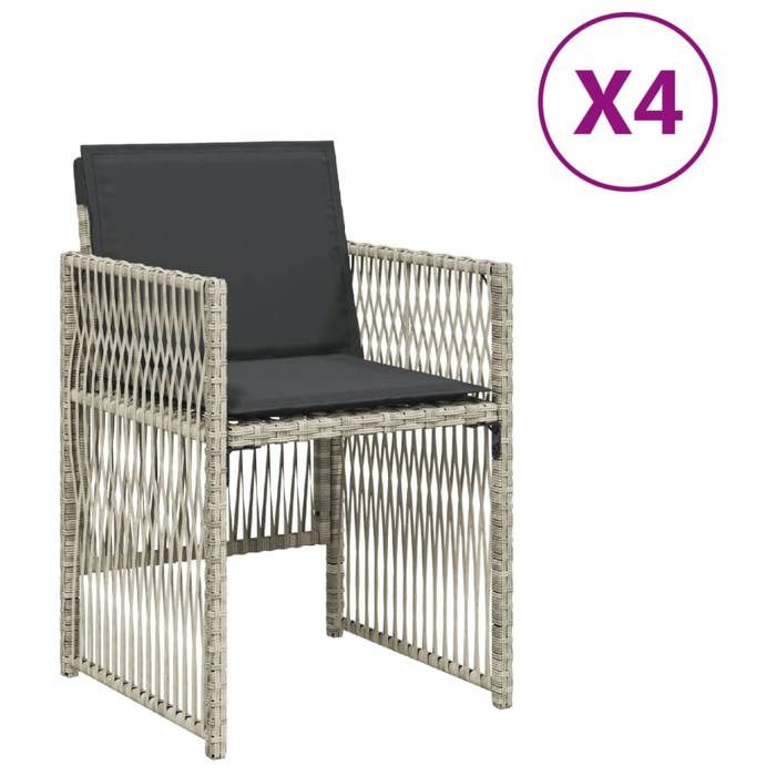 VidaXL Set of 4 Garden Chairs with Cushions, Seats with Backrest, Dining Chairs, Patio Terrace Furniture, Grey 364971