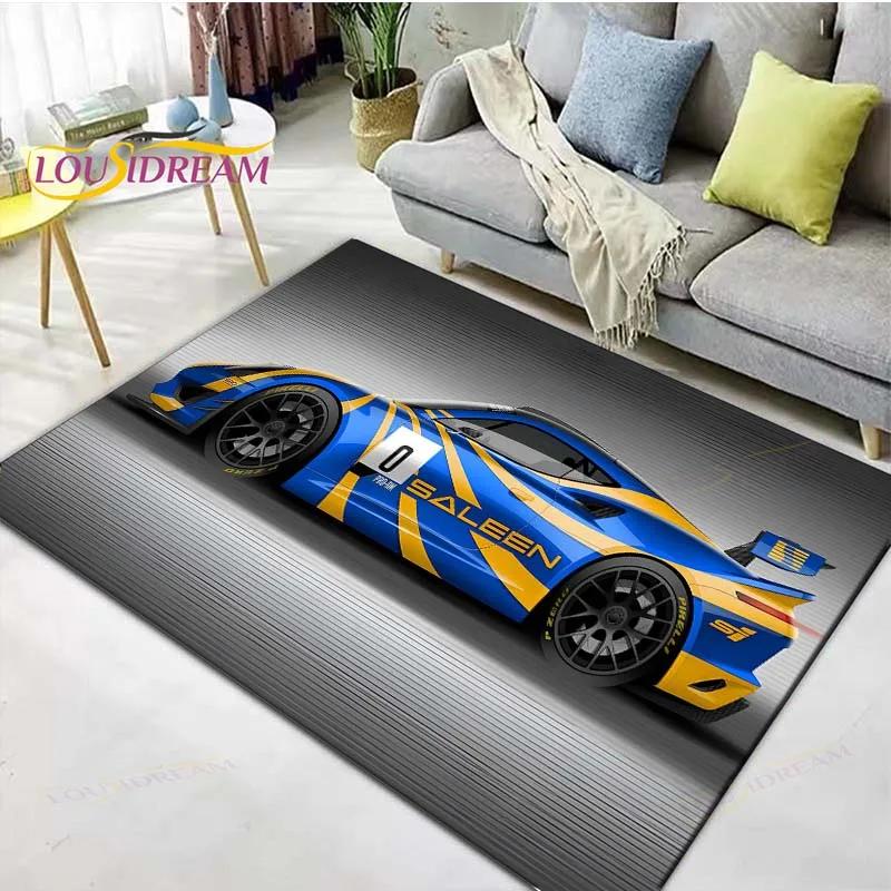 3D Racing Car Decor Carpet Non Slip Rug for Balcony, Bedroom, Kitchen & Coffee Table Stylish Floor Mat & Gift