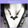 Gothic Bat Pendant Necklace With Crystal Beads For Men And Women