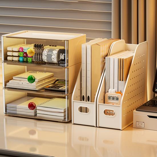 Reading Stand Multi-Grid Desktop Organizer with Elevated Base Rounded Corners to Prevent Book Tipping Macaron Colors for Kids Study Desk Accessory