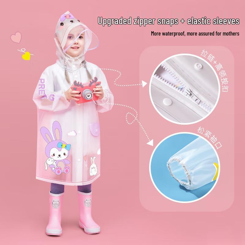 Kids' Cartoon Waterproof Raincoat with Backpack Slot