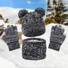 Cute Pompom Baby Hat Scarf Gloves Set Warm Ears Keep Warm Toddler Knitted Hats Thickened with Velvet Hat Set Boys