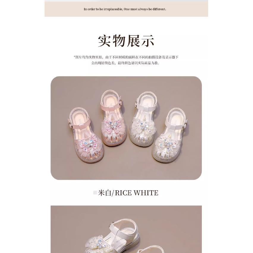 Dívčí sandály Dětské princeznovské boty Nové letní Boty s měkkou podrážkou s křišťálovou mašlí na špičce Boty s osmi drápy