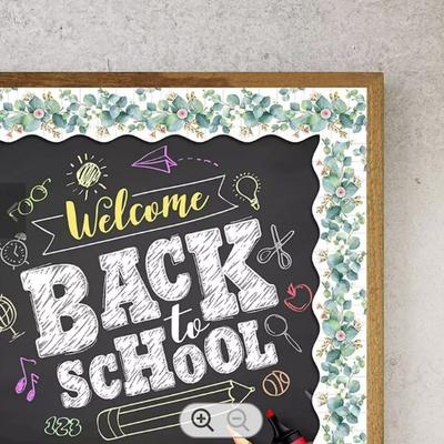 1Roll Self Adhesive Chalkboard Board Border 7.6cm 5Meter Paper Border Classroom Decors Eucalyptus DIY Decorative Stickers