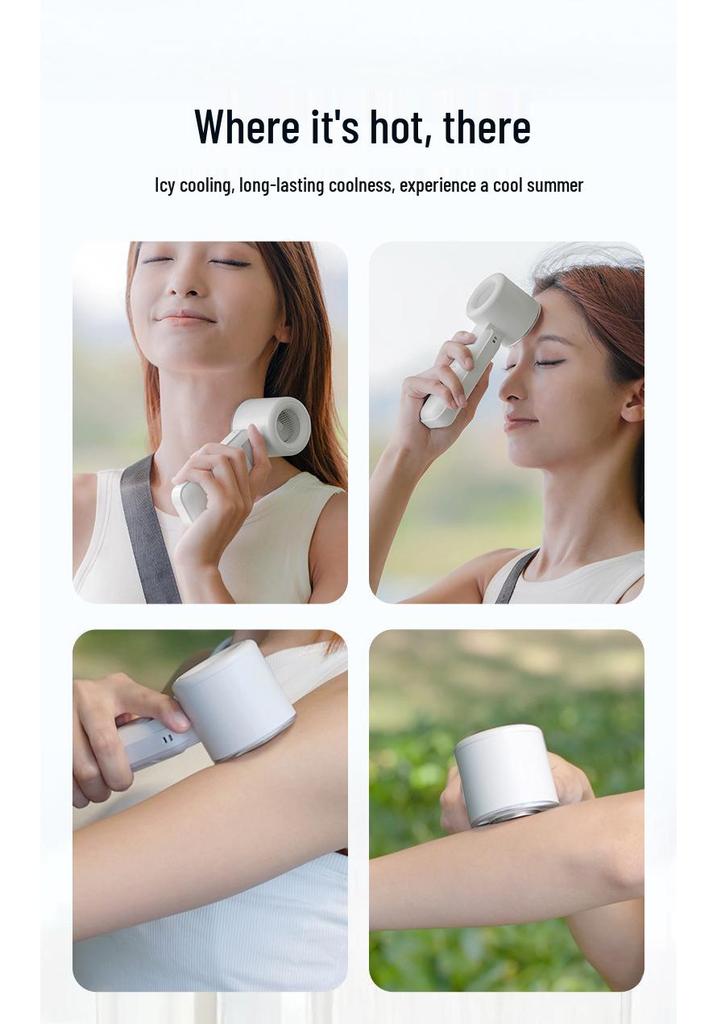 Foldable Portable Handheld Fan with Ice Cooling & Digital Display, High-Speed Turbo Cooling