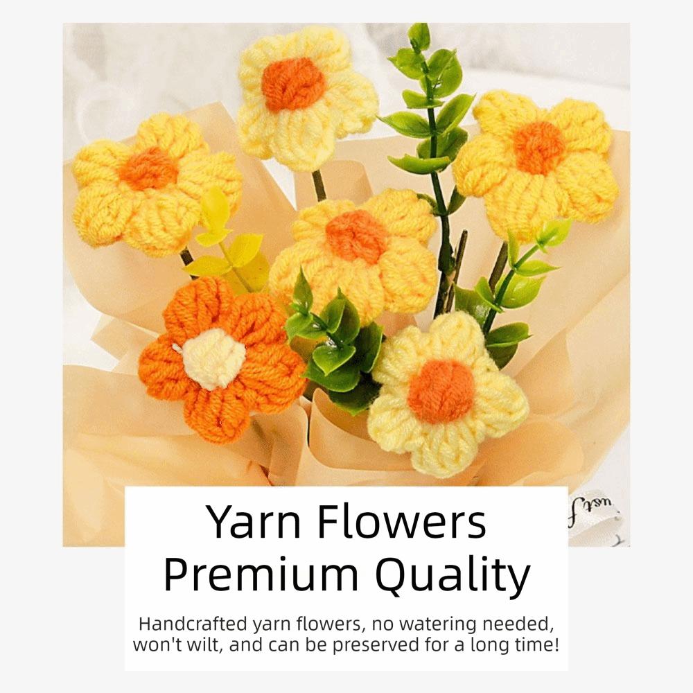 Fertiger Häkelblumenstrauß Sahnetörtchen Blume Handgemacht Künstliche Blumen Deko Gestrickter Blumenstrauß