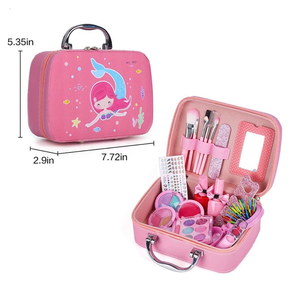 New Washable Girls Make Up Toys Pretend Birthday Gift Princess Play Makeup Set Non Toxic Kids Make Up Bag Kit