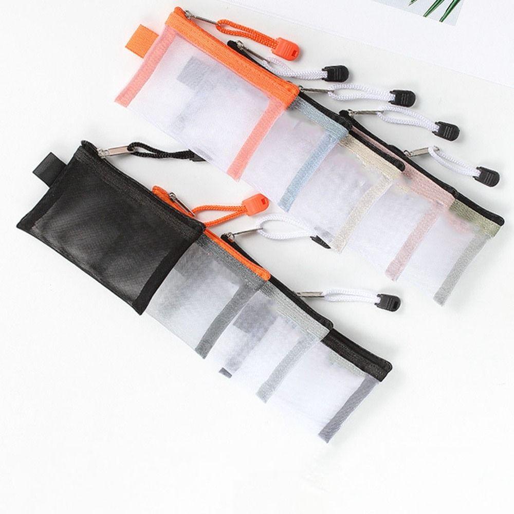 Nylon Mesh Cosmetic Bag ID Credit Card Holder Small Coin Purse Mini Zipper Pouch Mesh Storage Bags