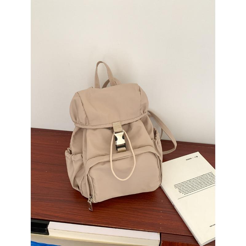 

Simple small backpack nylon new fashion casual schoolbag college style daily commuter backpack абрикосовый