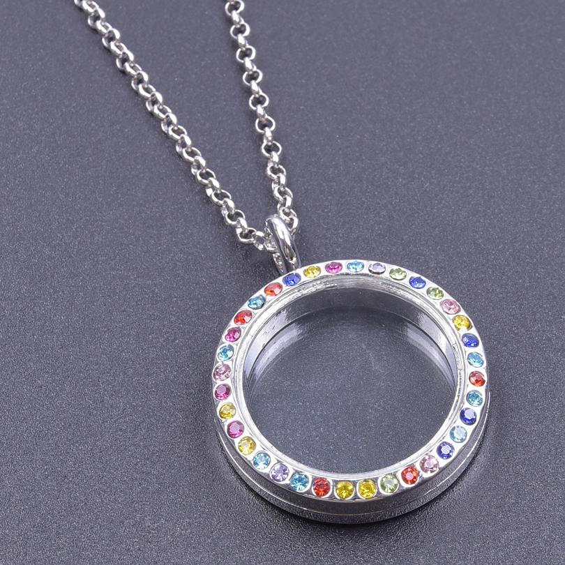 25/30/35/40 mm Locket Pendant Necklace For Women Men Accessories Rhinestone Cage Floating Locket Charms Necklaces Chain On Neck