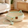 Cozy Cat Bed for All Seasons Handwoven Cotton Rope Bed, Scratchable Indoor Sleeping Basket, Breathable Woven with Pad Round Pet House Cats Kittens And