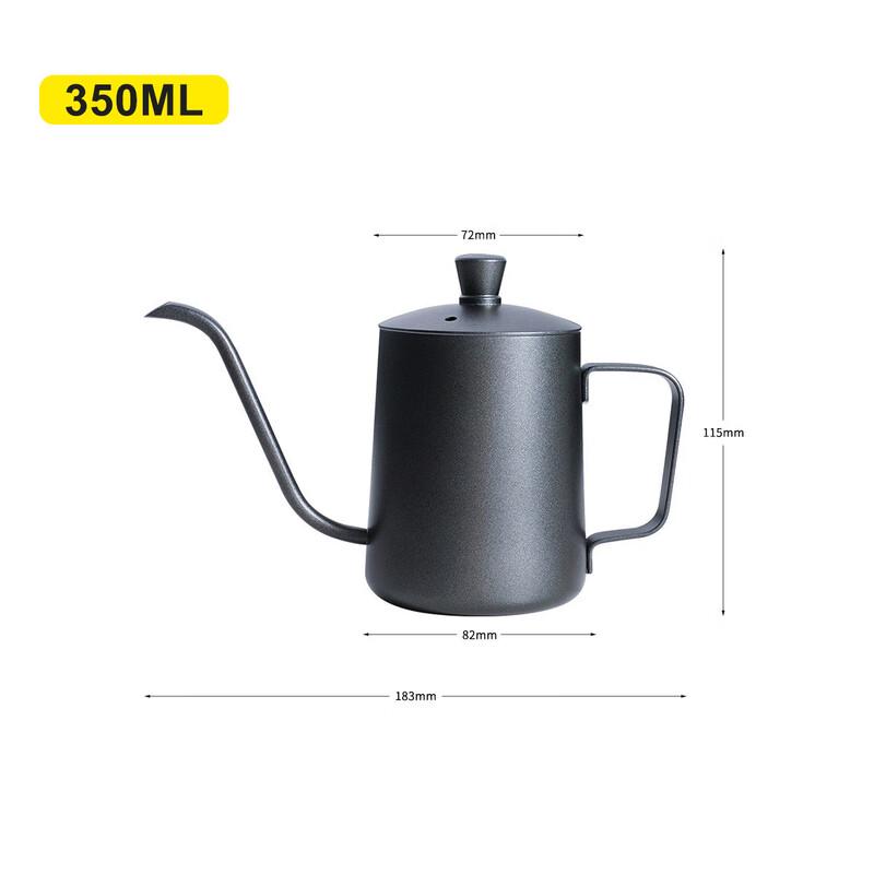TLXT 350ml Black Stainless Steel Pour-Over Coffee Kettle