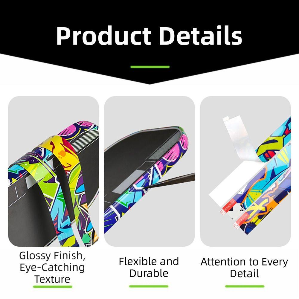 1PC Random Graffiti Pickleball Racket Edge Sticker Scratch-proof Anti-fall Paddle Head Edge Tape Shock Absorption Decor