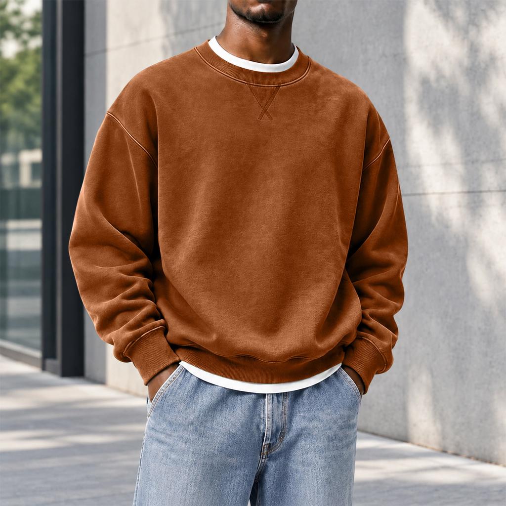 Sweatshirt à col rond coupe ample pour homme, Haut pull décontracté d'hiver pour un usage quotidien