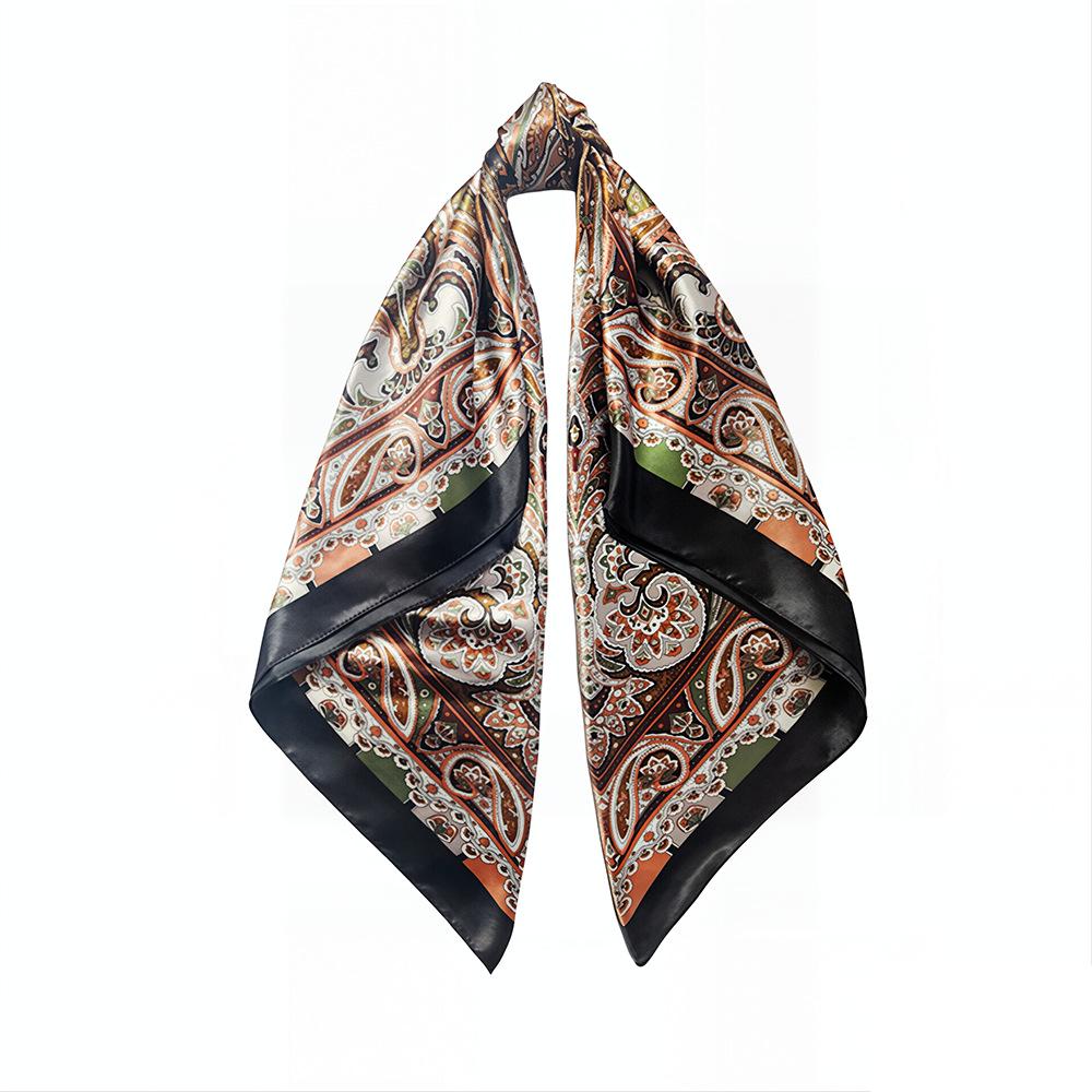 90cm Trendy Paisley Silk-Style Headscarf for Women - European American Design