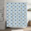 Blue Shower Curtain with Eye Pattern Decorative Waterproof Bath Mat Cover for Home Decoration (180x245cm)