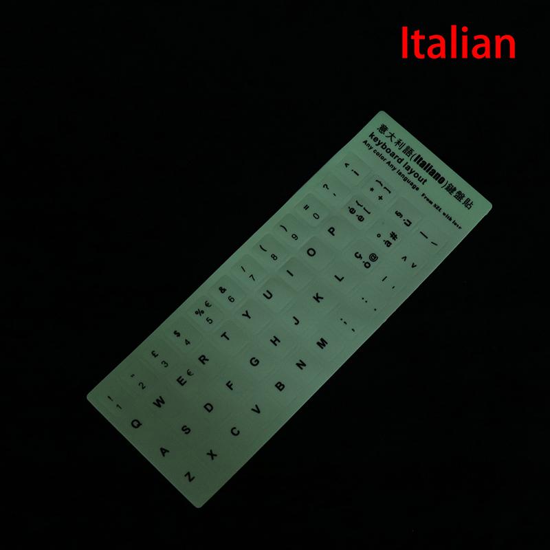 Luminous Keyboard Film Spanish,Russian,Arabic,French,English Etc Language Fluorescent Keyboard Letter Protective Stickers
