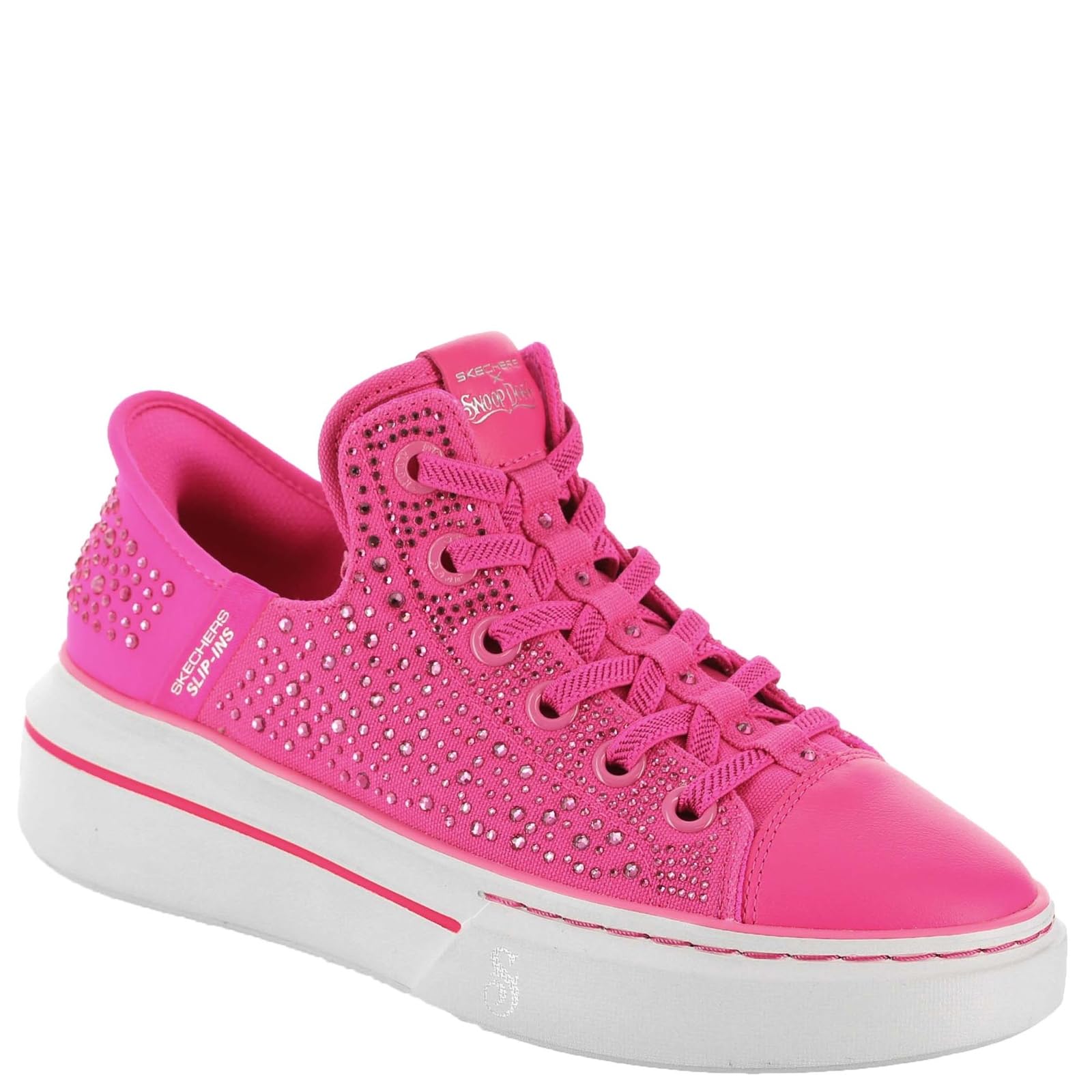 

Skechers Snoop Dogg Snoop One Rhinestone 186005 Canvas Sneakers Snoop Size Size Slip-Ins Women s Hands-Free One-Rhinestone Pink, 24.5cm (US 7.5)