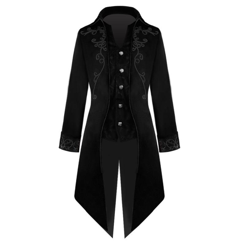 

2026 super fire tuxedo, medieval retro clothing medium and long punk men s coat 3XL