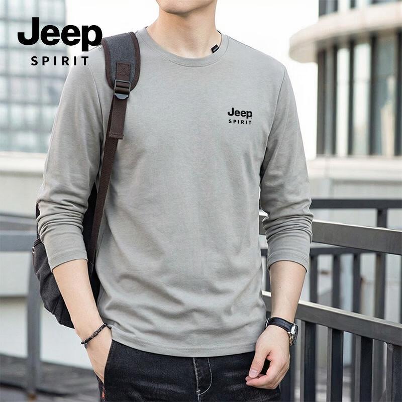 JEEP SPIRIT Men's 220G Pure Cotton Long-Sleeve T-Shirt