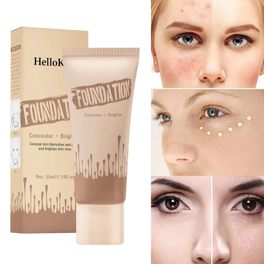 Full Coverage Foundation, Matte Finish Oil-control Liquid Foundation, Covering Blemishes and Dark Spot, Concealer Cream