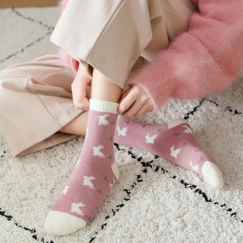 Kawaii Women Animals Cartoon Socks Cotton Rabbit Women Korean Version of Socks Fashion Street Socks