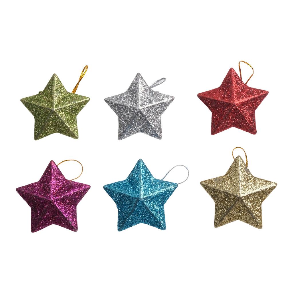 Merry Christmas Tree Hanging Star Pendants Set with Small Pentagram Ornaments for Holiday Party and Home Decorations
