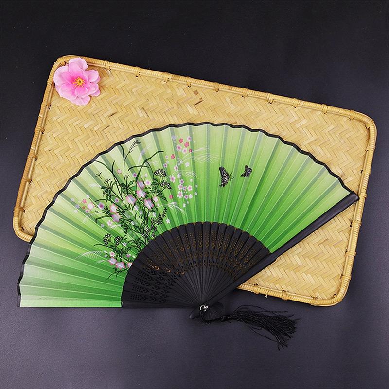 New Chinese Style Silk Fan Bamboo Antique Folding Fan Summer Female Dance Fan Portable Fan Hand Fan Durable Household