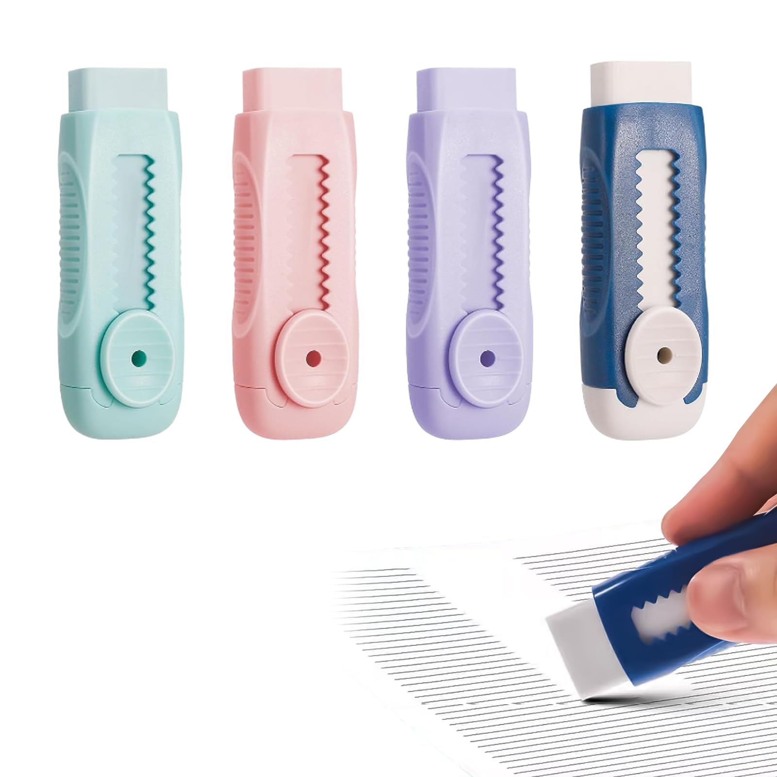 

Liroyal Eraser Pencil Large Capacity Stick Retractable Clean Minimal Gentle on Cute for Student Supplies (4-Color Set) Eraser, Eraser, Eraser, Eraser,