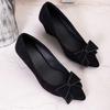 Fashion Women's Fashion Slope Heel Single Shoes Autumn New Pointed Head Shallow Mouth Butterfly Knot Non-slip Low Top Shoes