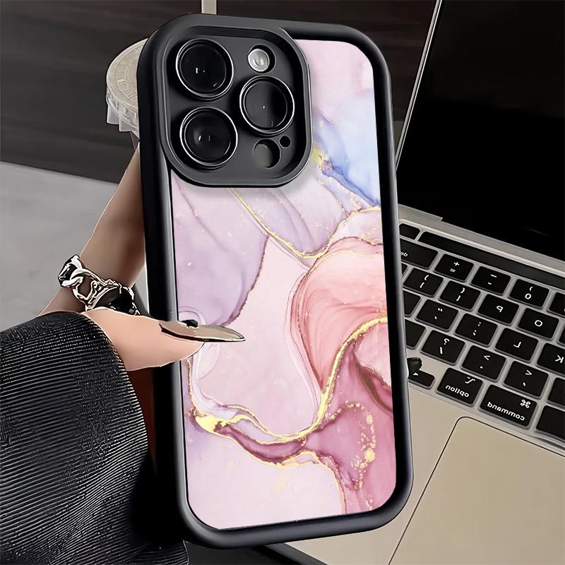Phone Case for iPhone 17 Air 16E 15 16 Pro Max Gold Granite Marble Pattern Cover 14 Plus 13 12 Mini Soft Shell Silicone Fundas