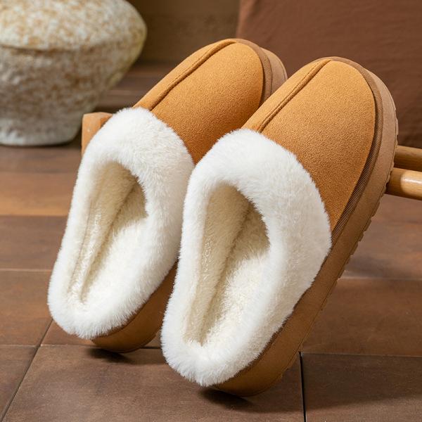 Suede Cotton Slippers Autumn and Winter Thick-soled Velvet Comfortable Home Warmth Half a Pack of Cotton Drag Couple Bedroom Shoes