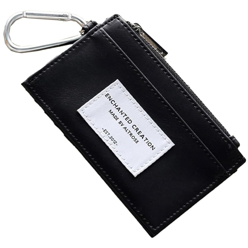 

[Alto Rose] black fragment case thin wallet ladies bill bifold With coin purse Synthetic leather fragment card case IC card pass case regular coin