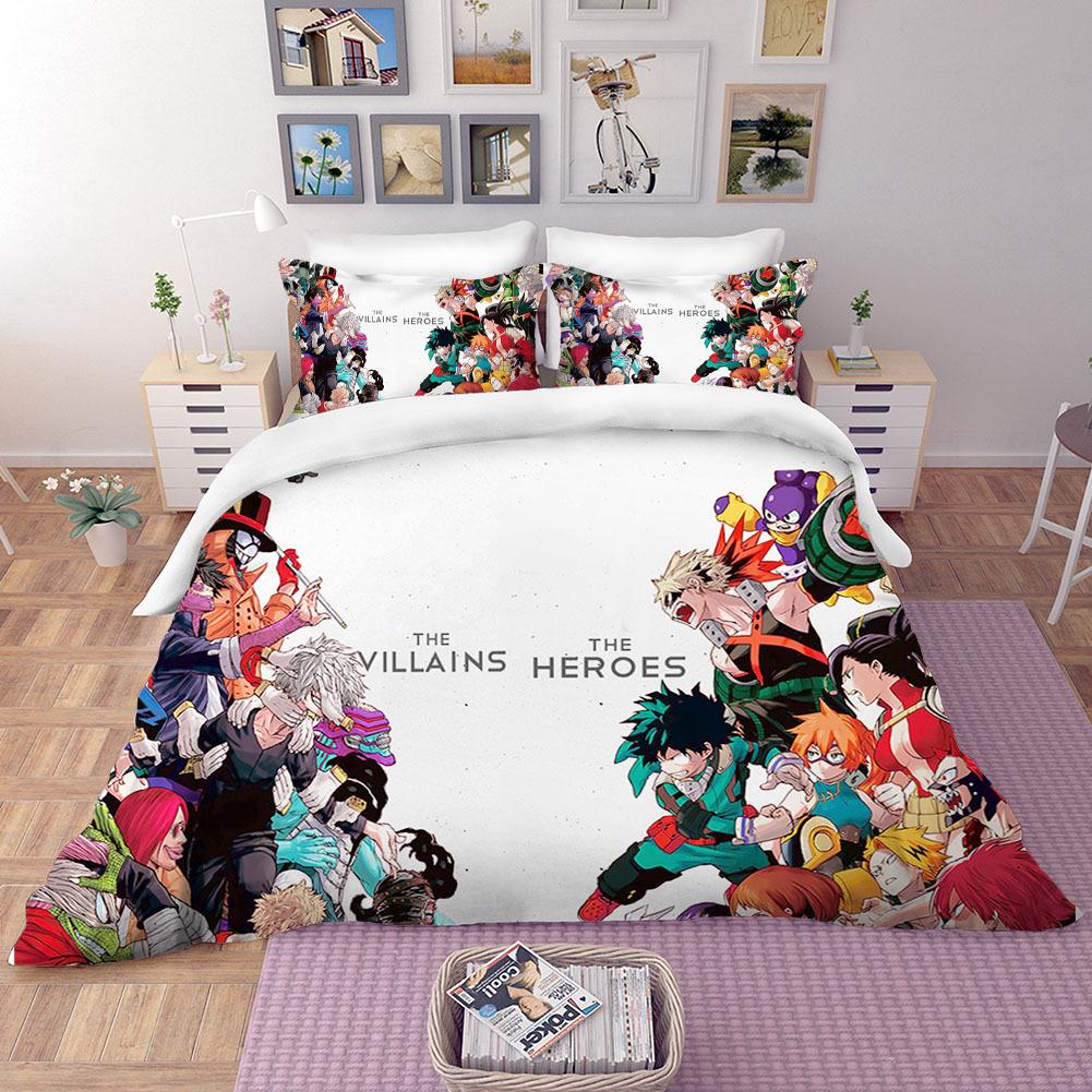 Anime Povlečení My Hero Academia Prošívaná přikrývka Sady povlaků na peřinu Bez prostěradla Domácí dekorace Jednolůžko Queen King Size Dárek Roztomilí Chlapci Kreslený