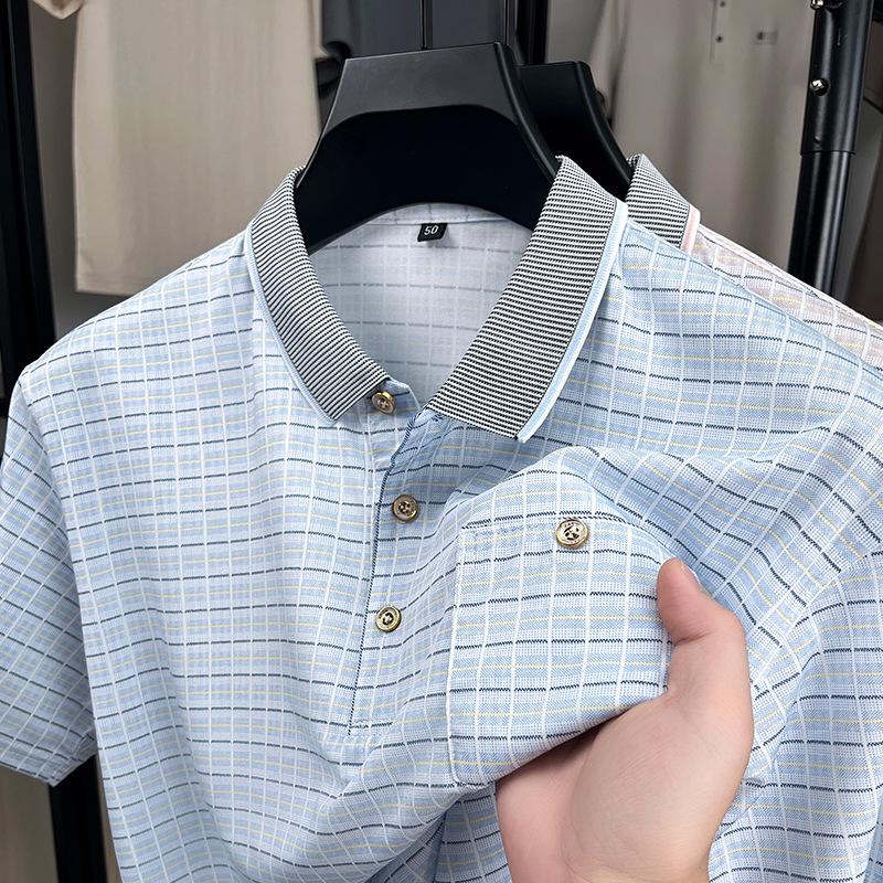 Summer Ice Short Sleeve Men s Lapel Collar Polo Shirt T-Shirt Loose Fit M