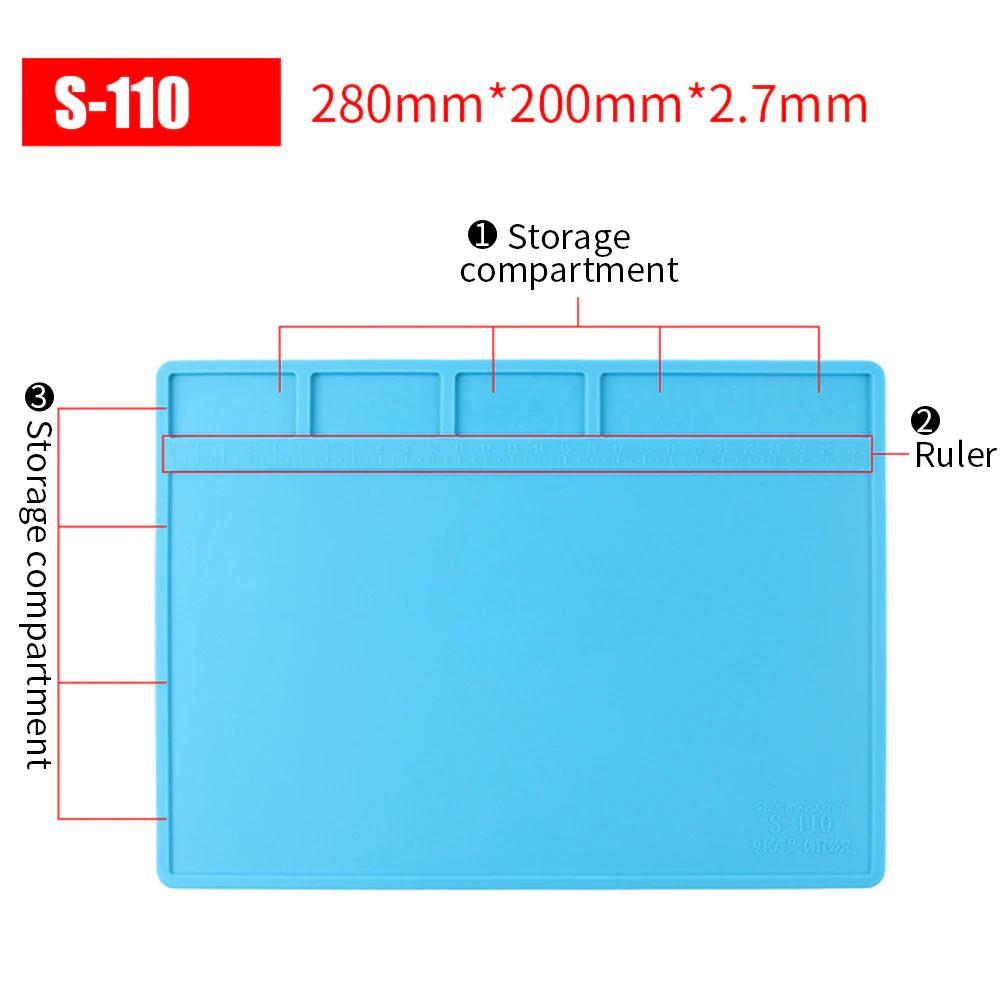 Silicone Mat, Heat-resistant AIDA S-110, for Equipment Repair and Spare Parts Layout / 280x200 Mm 