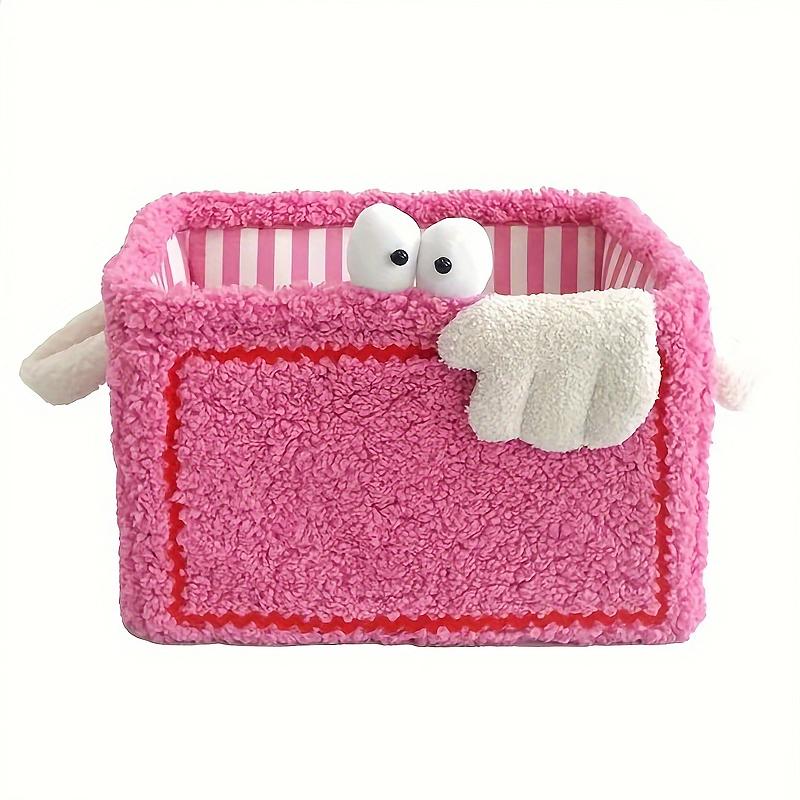 

1PC Laundry Hamper Colorful Home Decor Foldable Miscellaneous Baskets Plush Striped Lining Gift Storage Basket Funny 30x25x20cm 30x25x20cm розовый