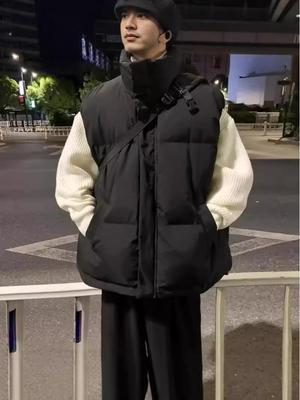 Unisex Korean Style Warm Cotton Stand Collar Vest: Trendy, Versatile, and Loose-Fit for Autumn and Winter