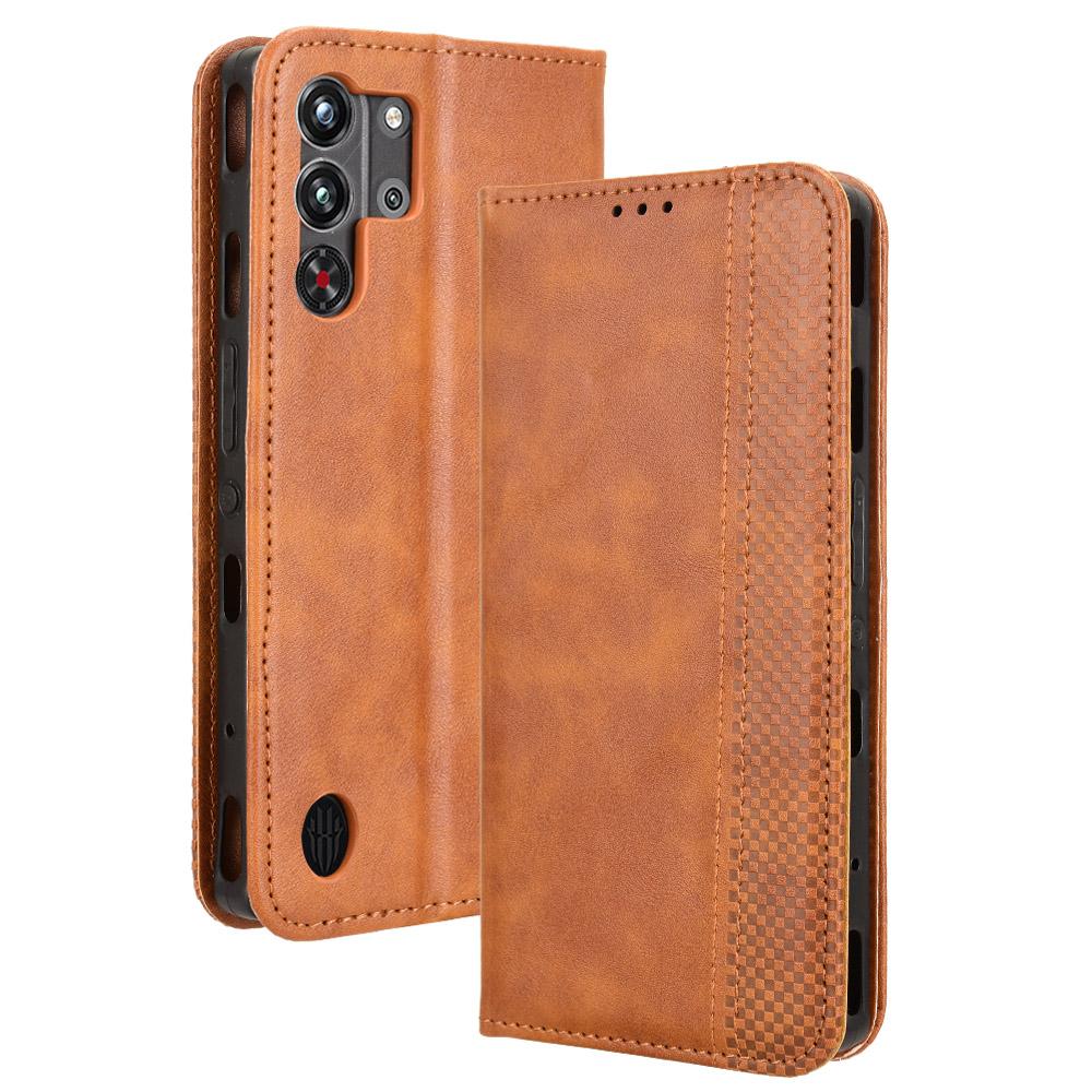 

Кожаный чехол-кошелек с подставкой для ZTE nubia Red Magic 10 Pro+ 5G/10 Pro 5G с ретро-текстурой D