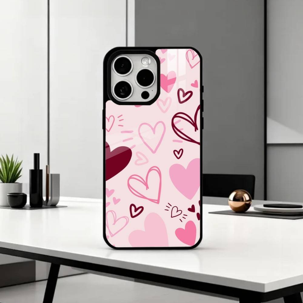 C-Cute P-Pink Love Heart   Phone Case For iPhone17,16,15,14,13,12,11 Plus,Pro Max Magnetic For Magsafe Wireless Charging