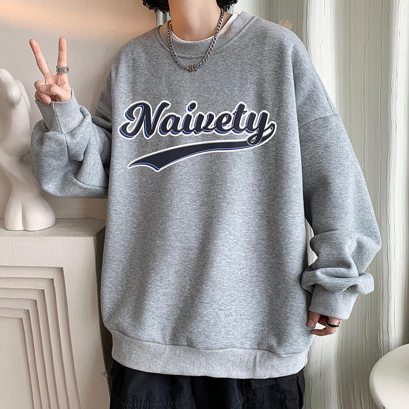 Męska bluza z kapturem z okrągłym dekoltem, moda męska, wiosenna, luźna koszulka bazowa, modna marka, długi rękaw, pulower, odzież męska