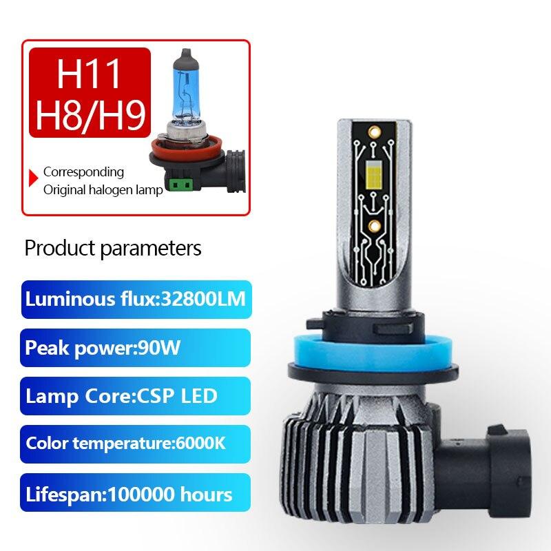 

2шт H11 H4 H7 LED фари 90W H1 H8 9005 HB3 9006 HB4 LED лампи Авто протитуманні фари Лампа 12v 6000K