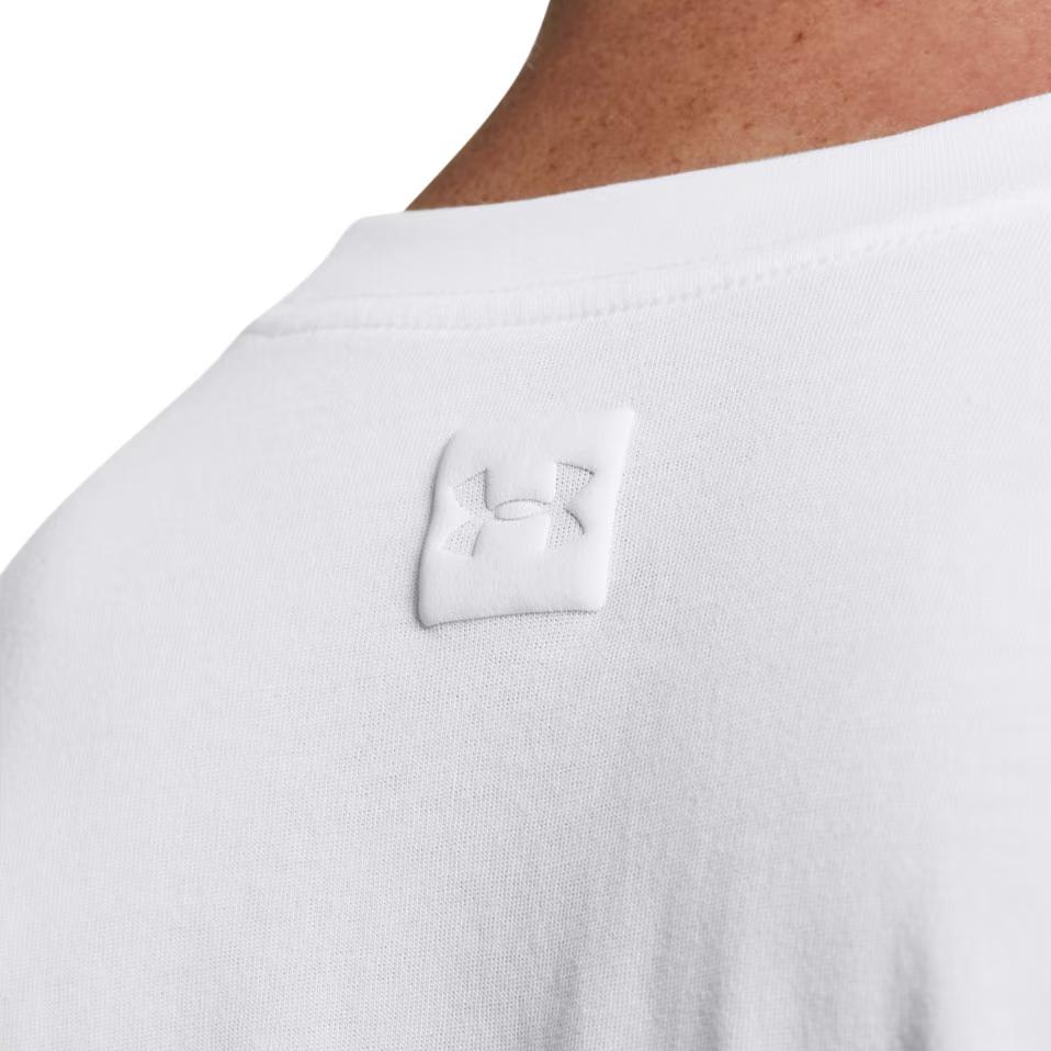 Under Armour Solid Color Casual Heavyweight Training Long Sleeve Drop Shoulder T-Shirt Men Tops White 1382890-100