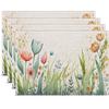 4/6/8PCS floral leave Placemats for Dining Table Decoration Spring Seasonal Holiday Decoration Vintage Linens Table Mats