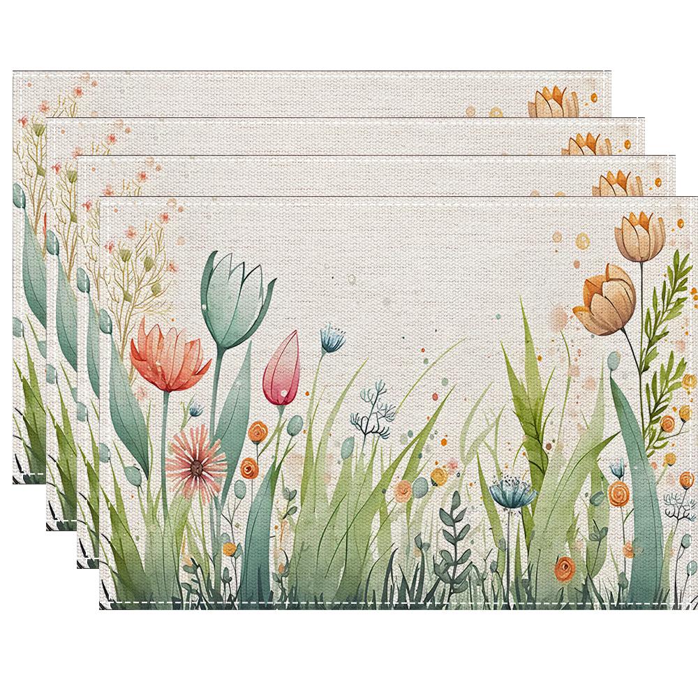 

4/6/8PCS floral leave Placemats for Dining Table Decoration Spring Seasonal Holiday Decoration Vintage Linens Table Mats 1pcs