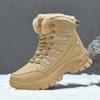 Outdoor Men's Fleece Lined Waterproof Cotton Snow Boots Winter Cotton Mountain Climbing Shoes Round Toe Mid Heel Boots Zapatos