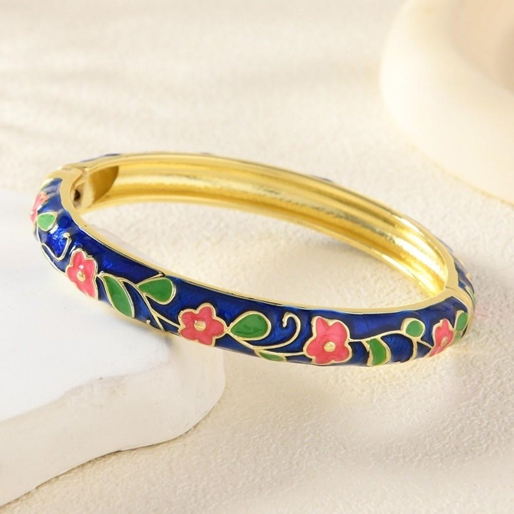Floral Motifs Cloisonne Bangle Zinc Zinc Zinc Alloy Dropped Glaze Bracelet  Party Jewelry