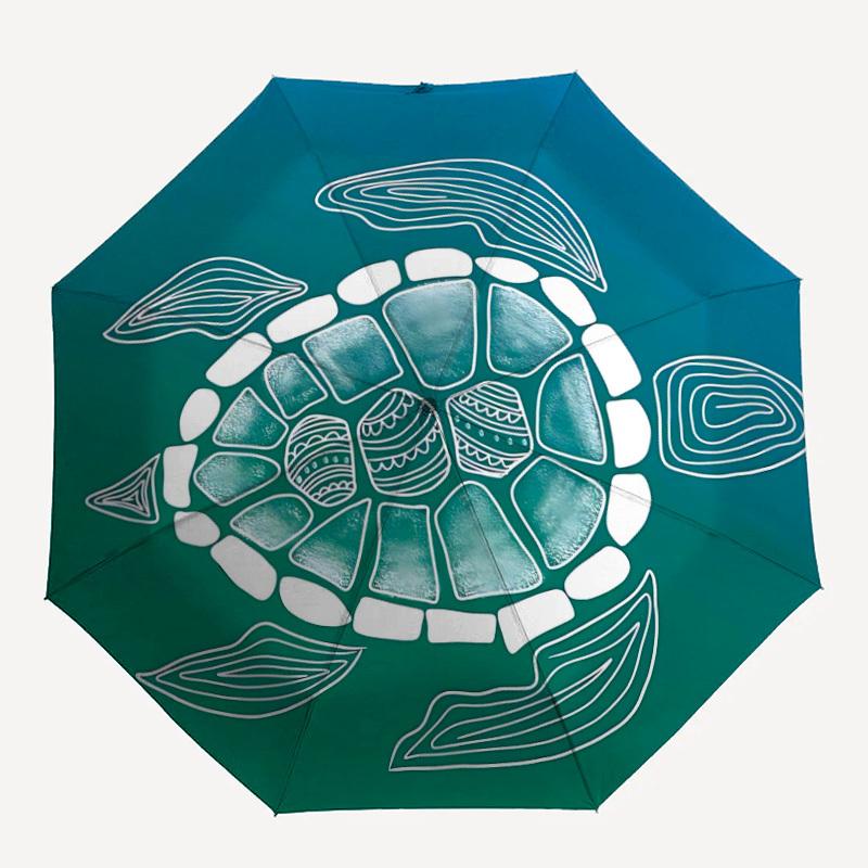 1pc Turtle Shell Pattern Automatic Folding Umbrella - Compact Travel Umbrella with Auto Open/Close 8-Rib Heavy-Duty Shaft for Women/Men -l005