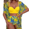2026 Island Vacation Skinny Swimsuit Women's Printed Bikini Three-piece Set