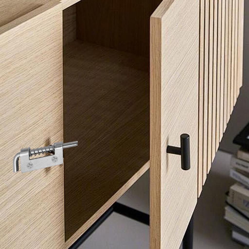 Spring Loaded Door Bolt Latch Stainless Steel Flat Pin Security Door Spring Bolt Latches Cabinet Hardware Distribution Box Lock
